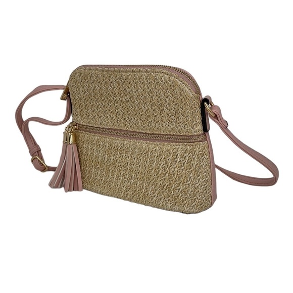 Infusion Crossbody Handbag NWT Straw Pink Faux Leather Zip - Picture 4 of 16